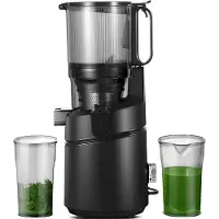 Amzchef Slowjuicer - 135MM Extra Grote Vulopening - 1800ml Sapcentrifuge voor Groenten en Fruit - Drievoudig Filtersysteem - Zwart