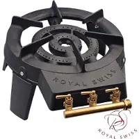ROYAL SWISS Wokbrander - Gietijzeren Ringbrander met 3 Afzonderlijk Instelbare Kranen - Gaskookstel 9kW - Krachtige Outdoor Gasbrander voor Koken en Braden - Paellabrander
