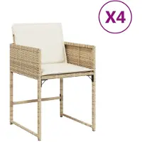 vidaXL Tuinstoelen 4 st met kussens poly rattan beige