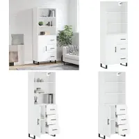 vidaXL Hoge kast 69,5x34x180 cm bewerkt hout wit - Hoge Kast - Hoge Kasten - Dressoir - Buffetkast