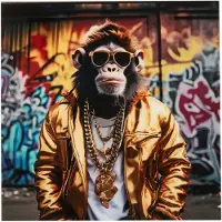 J-Line Wall decoration cool monkey glass multicolored