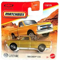 Matchbox 1968 CHEVY C10 GOLD METALIC 110/125 1:64 CHEVROLET PICKUP USA SHORT CARD