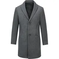 Allthemen Heren Lang Wollen Overcoat Klassieke Jas - Warme Winter Jassen - XXL