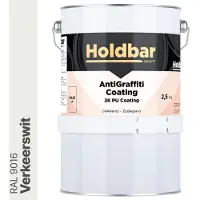 Holdbar Anti Graffiti Coating Verkeerswit (RAL 9016) 2,5 Kg - Maakt Graffiti verwijderbaar - Graffiti Verwijderen - In Alle Kleuren - Voor Steen, Beton, Hout, Metaal en Tegels