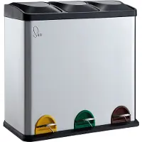 SVITA TC3X20 Pedaalemmer - Afvalbak Afvalscheiding RVS 60L Zilver