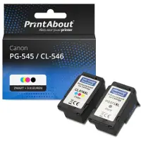 PrintAbout Inktcartridge PG-545 / CL-546 Zwart + 3 kleuren Multipack geschikt voor Canon