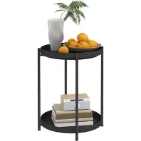 HOMCOM bijzettafel - staal - 44L x 44B x 56H cm - zwart