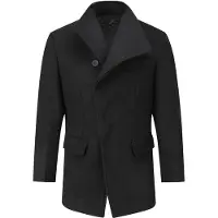 Allthemen Heren Lange Mantel Wollen Winterjas - Slim Fit Jas - L