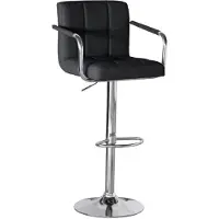 Lizzely Garden & Living SET DEAL: 4 stuks Barkruk Anel met armleuning: zwart leder barstoel