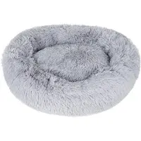 Purlove Honden/kattenmand/kussen - grijs - D60 cm - Huisdieren lig/slaap kussen - dikke warme ondergrond - hondenmand