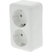 Q-Link - Wandcontactdoos - Opbouw - Dubbel Stopcontact - Randaarde - Kinderbeveiliging - Polarwit