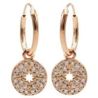 Karma oorring symbool zirkonia disc morning star rose M2956