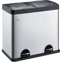 SVITA T2X24 afvalbak 48l - roestvrij staal prullenmand afvalbak afvalscheiding 48L zilver
