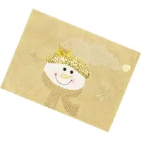 Springos Placemat voor Kerst - Sneeuwpop - Goud - 48 x 38 cm
