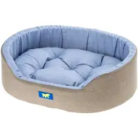 OEM Dandy Hondenbed, Afneembaar, Wasbaar Kussen, Katoenen Hoes met Zachte Vulling, Ideaal als Kattenhuis, 65 x 46 x H 17 cm, Lichtblauw