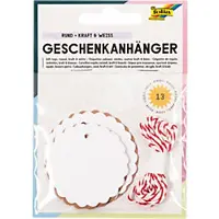 Folia Papieren cadeautags Rond Mat bruin, wit 11 x 3 x 14.5 cm 12 stuks