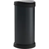 Curver Afvalemmer met drukdeksel Deco 40 L zilverkleurig