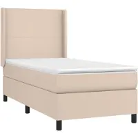 vidaXL Boxspring met matras kunstleer cappuccinokleurig 100x200 cm