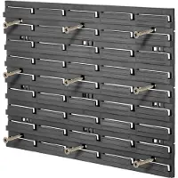 Kadax Werkplaatswandrek, 116 x 78 cm, opbergsysteem van robuust kunststof, uv-bestendig, uittrekbare wandplaten, garagerek, zwart, 140 stuks