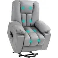 HOMCOM relaxfauteuil - afstandsbediening - zijvakken - grijs