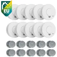 Smartwares Rookmelderset - 10x 10.048.28 Rookmelder – Levensduur 10 jaar – 10x FOT-14670 Universele bevestigingsset - Multipack