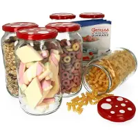 MamboCat Set van 6 ronde potten 1062 ml To 82 paddenstoeldeksel incl. Diamant Gelierzauber receptenboekje