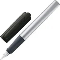 Lamy nexx black vulpen - met antislip grip & gepolijnde stalen penpunt voor linkshandigen (LH) in schrijfdikte Medium - driehoekige behuizing van aluminium - inclusief T 10 blauwe inktpatroon