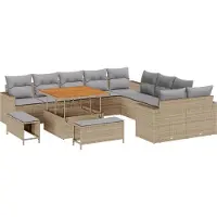 vidaXL Tuinbank Set 17 st 12-Aantal zitplaatsen Beige en Lichtgrijs