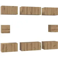 vidaXL Tv-meubelset 8 st Artisan Eiken Bewerkt hout