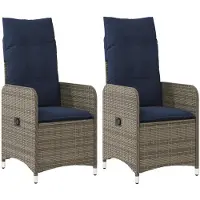 vidaXL Tuinstoelen 2 st verstelbaar met kussens poly rattan grijs