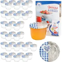 MamboCat Ensemble de 40 verres à chute de 230 ml To 82 en bois, cœur bleu, couvercle inclus, avec le livret de recettes Diamant Gelierzauber