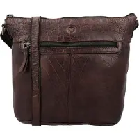 DeBoerLederwarenEnBijoux Hide en Stitches Schoudertas Paint Rock Donker Bruin