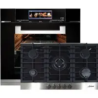 Kaiser Inbouwoven - - EH 6344 - Inbouwoven 60 cm - Zwart glas- 79 l - Air fryer- TFT - automatische braadfunctie + Gaskookplaat - KCG 9386 Turbo - glaskeramische gaskookplaat 86 cm