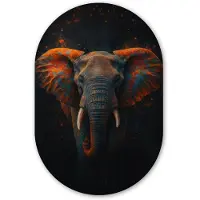 MuchoWow Muurovaal 40x60 cm - Ovale wanddecoratie Olifant - Oranje - Oren - Ovalen schilderij - Muurdecoratie woonkamer - Kamer decoratie - Schilderijen - Wandcirkel