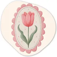 MuchoWow Organische wanddecoratie 40x40 cm - Organisch schilderij Tulp - Lijst - Ovaal - Illustratie - Muurdecoratie woonkamer - Kamer decoratie - Schilderijen - Muurcirkel aesthetic