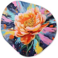 MuchoWow Organische wanddecoratie 60x60 cm - Organisch schilderij Bloemexplosie - Felle spatten - Dynamisch - Muurdecoratie woonkamer - Kamer decoratie - Schilderijen - Muurcirkel aesthetic