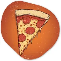 MuchoWow Organische wanddecoratie 40x40 cm - Organisch schilderij Pizza - Kaas - Rood - Pepperoni - Muurdecoratie woonkamer - Kamer decoratie - Schilderijen - Muurcirkel aesthetic