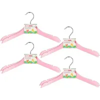 Storage solutions Stevige kledinghangers voor kinderen 16x stuks hout - Lichtroze klerenhangers
