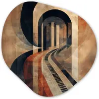 MuchoWow Organische wanddecoratie 60x60 cm - Organisch schilderij Piano - Toetsen - Abstract - Muurdecoratie woonkamer - Kamer decoratie - Schilderijen - Muurcirkel aesthetic