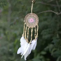 WGifts 3 x Bali Macramé Dromenvanger - Handgemaakt - Pastel Roze - 9cm