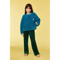 Woody huispak unisex - groenblauw - duif - 252-10-WPI-M/795 - maat 152