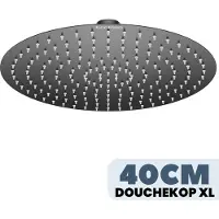EcoRain 30% Waterbesparende Regendouchekop Tyler 40 CM Rond - Hoge Druk - Universele Aansluiting - Anti-kalk Douchekop - 2 jaar garantie - Zwart
