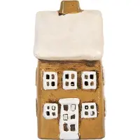 Clayre & Eef Waxinelichthouder Huis 8x7x15 cm Bruin Keramiek