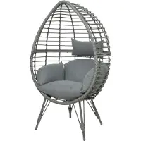 Kaemingk Evora egg chair staand wicker zwart/grijs 2 stuks