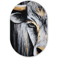 MuchoWow Muurovaal 40x60 cm - Ovale wanddecoratie Stier - Hoorns - Snuit - Goud - Ovalen schilderij - Muurdecoratie woonkamer - Kamer decoratie - Schilderijen - Wandcirkel