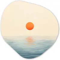 MuchoWow Organische wanddecoratie 40x40 cm - Organisch schilderij Zon - Oranje - Zee - Muurdecoratie woonkamer - Kamer decoratie - Schilderijen - Muurcirkel aesthetic