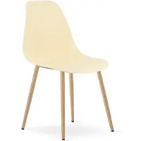 Leobert Stoel WAT – Crème, Houtlook Metalen Poten, Kunststof Zitting – Modern en Ergonomisch – Geschikt voor Eetkamer, Woonkamer, Keuken, Thuiswerkplek, Kantine en Wachtruimte – Eenvoudige Montage