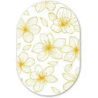 MuchoWow Muurovaal 40x60 cm - Ovale wanddecoratie Bloemen - Patroon - Illustratie - Geel - Ovalen schilderij - Muurdecoratie woonkamer - Kamer decoratie - Schilderijen - Wandcirkel