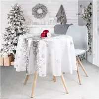 Promo Linge Zilveren Kersttafelkleed Rechthoek of Rond - Christmas Snow