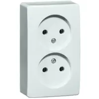 Peha Opbouw Stopcontact Dubbel – Zonder Randaarde - Levend Wit